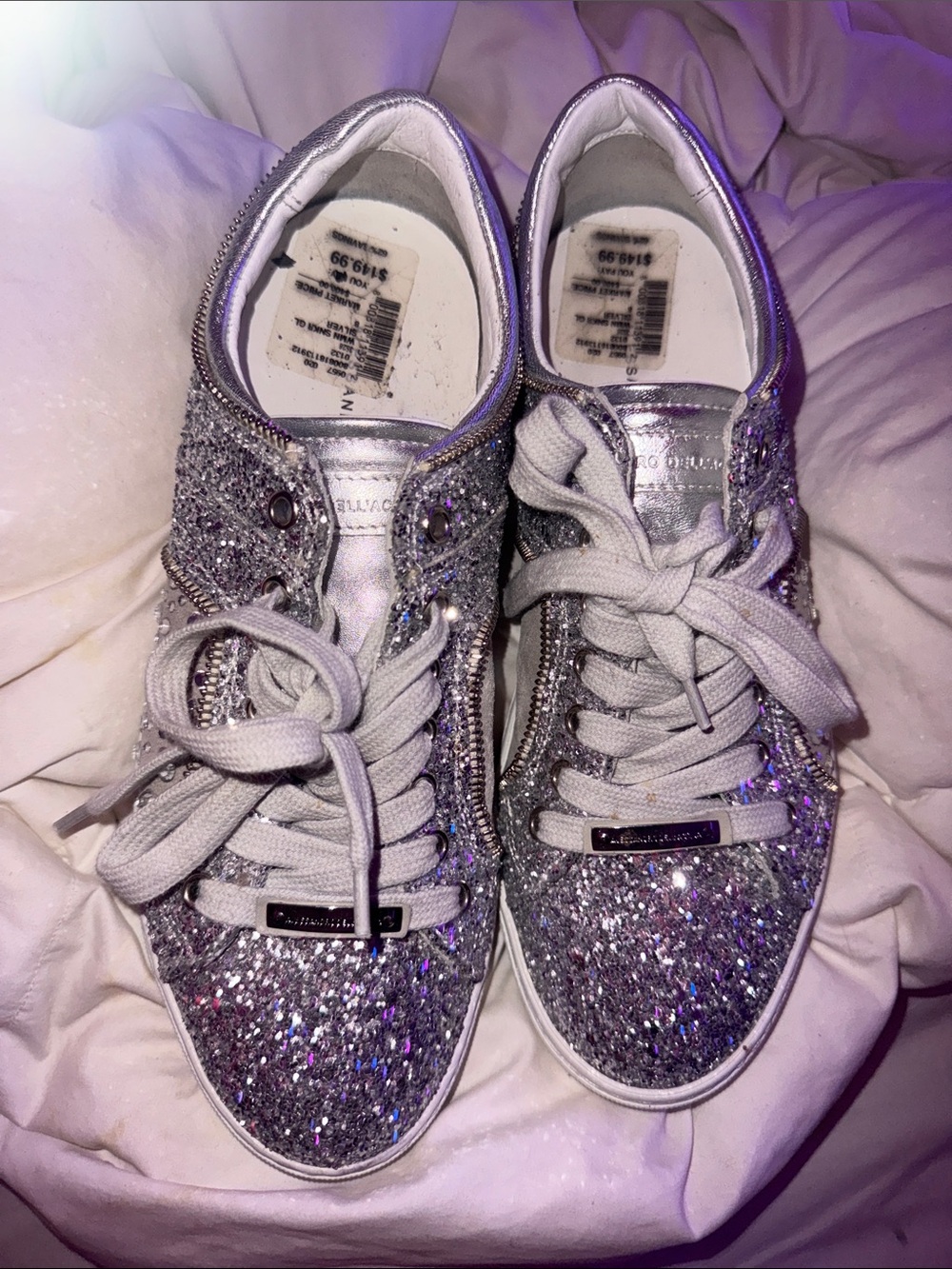 Women's Silver Glitter Fashion Sneakers